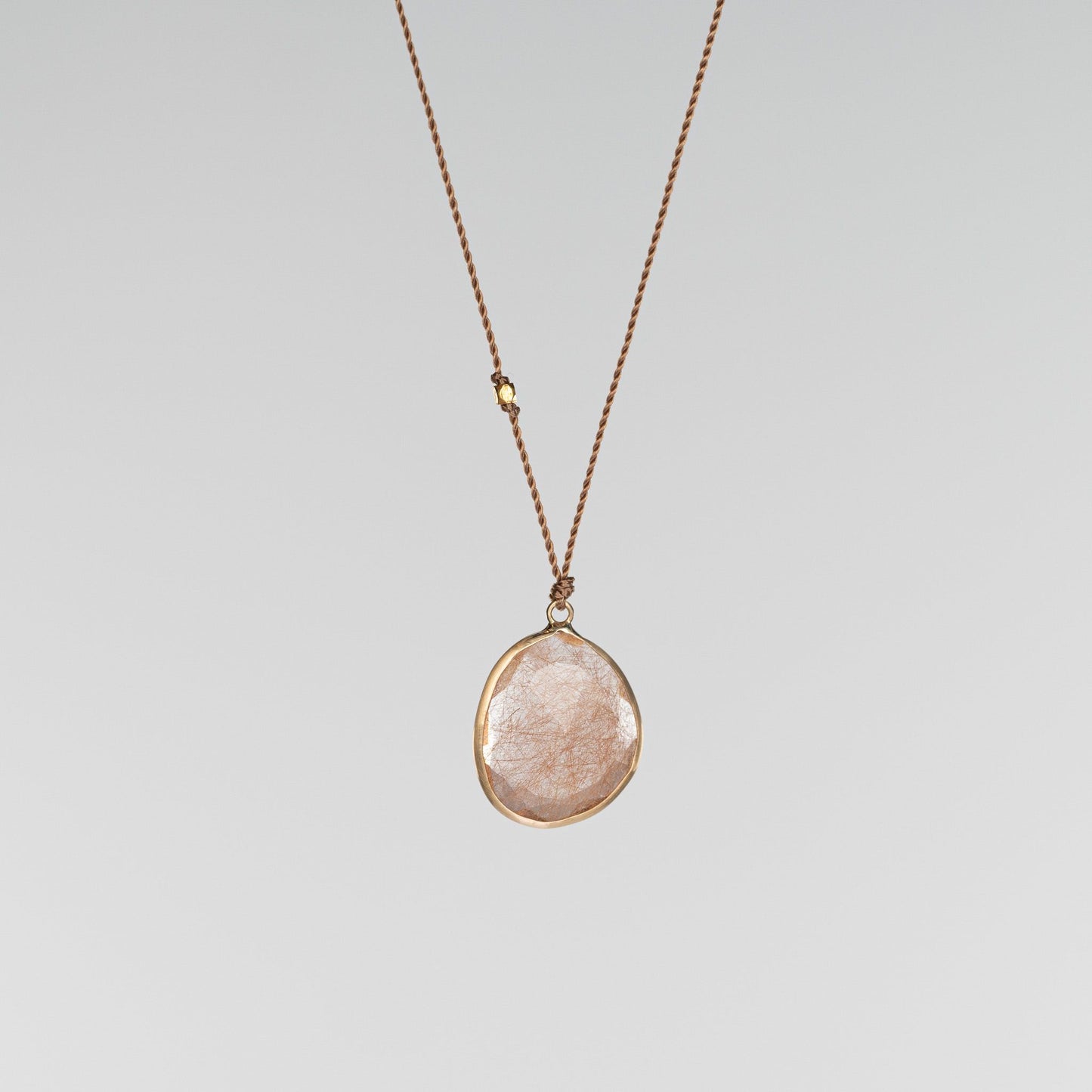 Load image into Gallery viewer, 14K Yellow Gold Peach Rutilated Quartz Necklace
