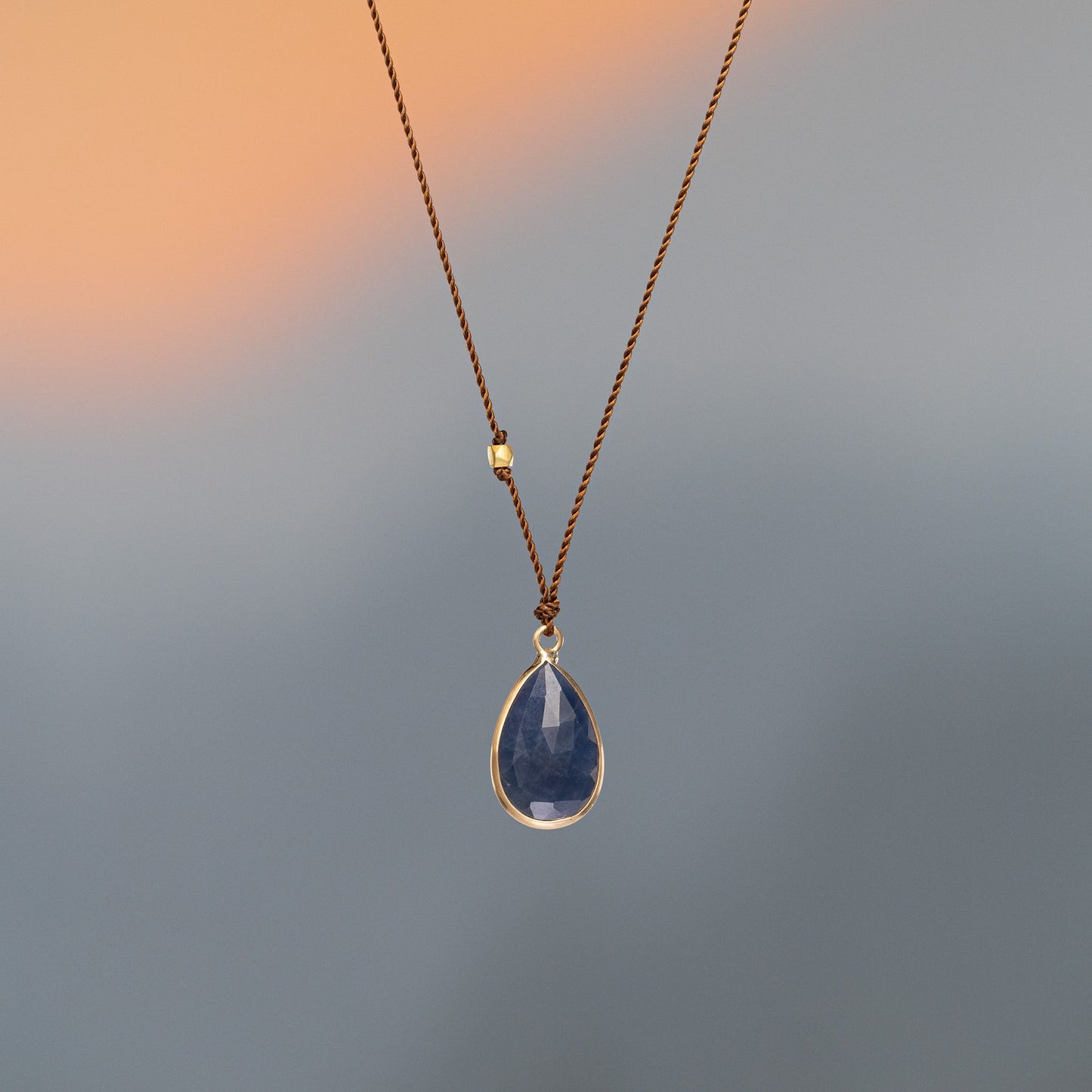 14K Yellow Gold Blue Sapphire Necklace