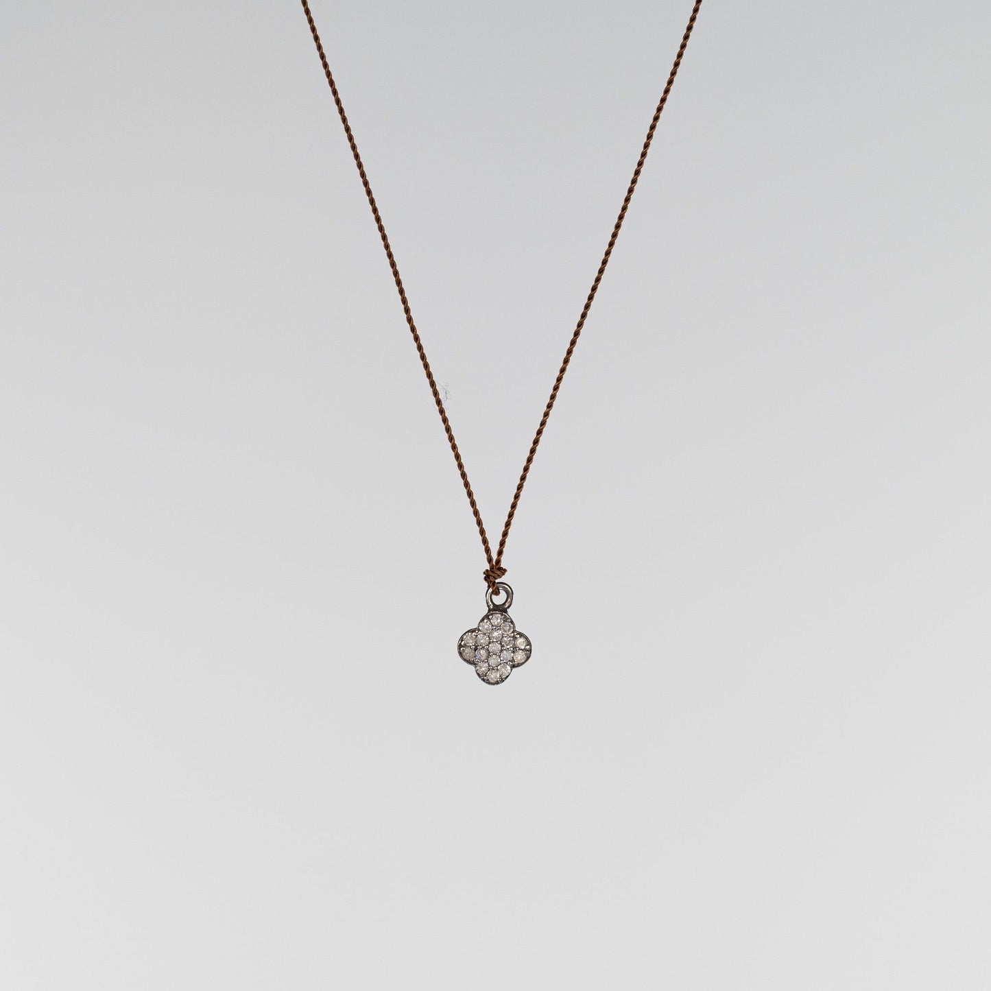 Load image into Gallery viewer, Sterling Silver Pave Diamond Clover Necklace
