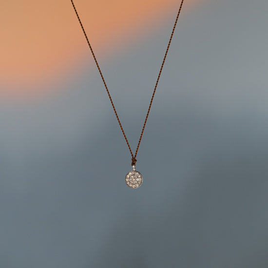 Load image into Gallery viewer, Sterling Silver Pave Diamond Disc Necklace
