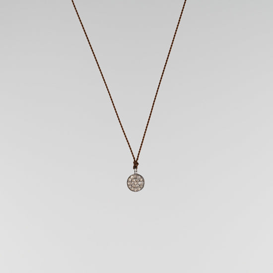 Load image into Gallery viewer, Sterling Silver Pave Diamond Disc Necklace
