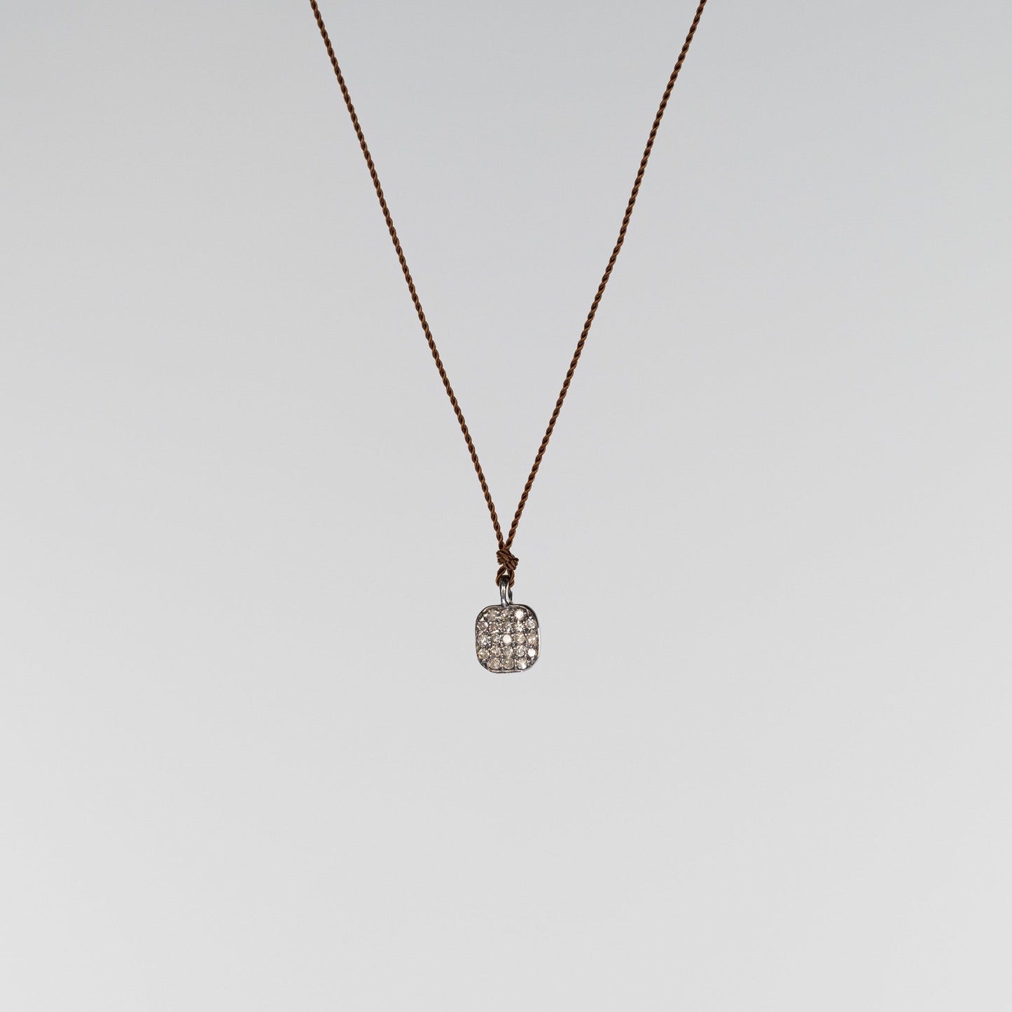 Load image into Gallery viewer, Sterling Silver Pave Diamond Square Necklace
