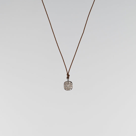 Load image into Gallery viewer, Sterling Silver Pave Diamond Square Necklace
