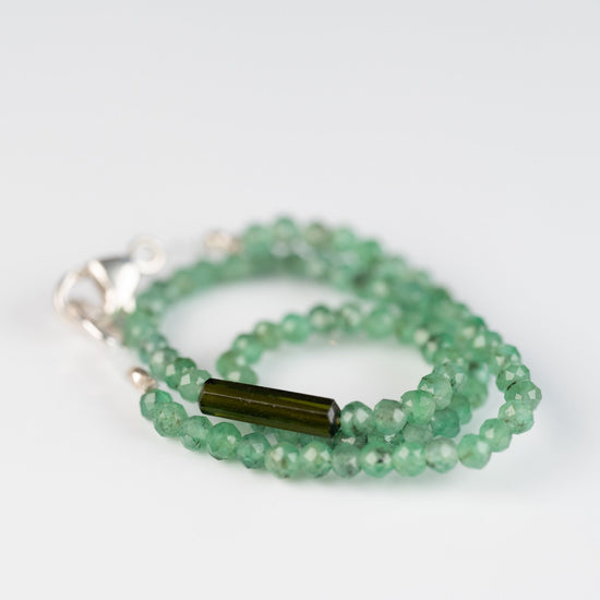 Emerald + Tourmaline Beaded Bracelet