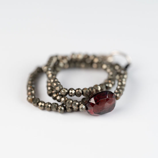 Pyrite + Garnet Beaded Bracelet
