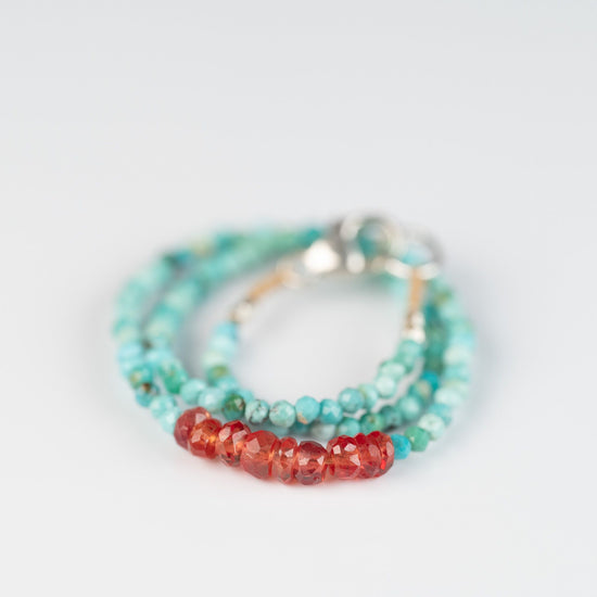 Tiny Turquoise + Sapphire Beaded Bracelet