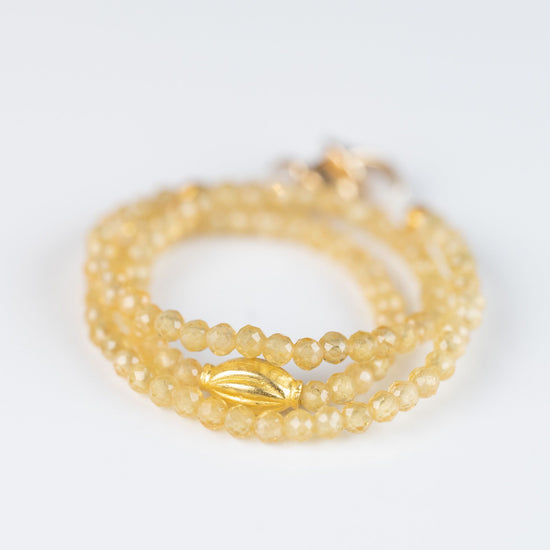 Yellow Sapphire + 18K Center Bead Bracelet