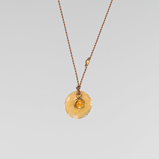 18K Yellow Gold Fire Opal + Tourmaline Necklace