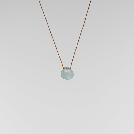 Opaque Aquamarine Small Zen Gem Necklace