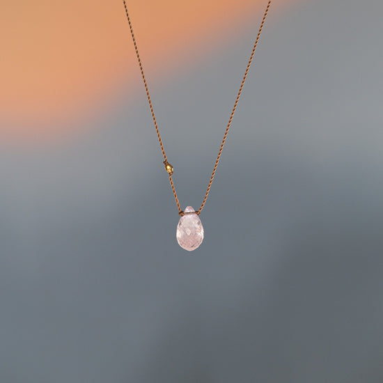 Soft Pink Tourmaline + 18K Bead Necklace
