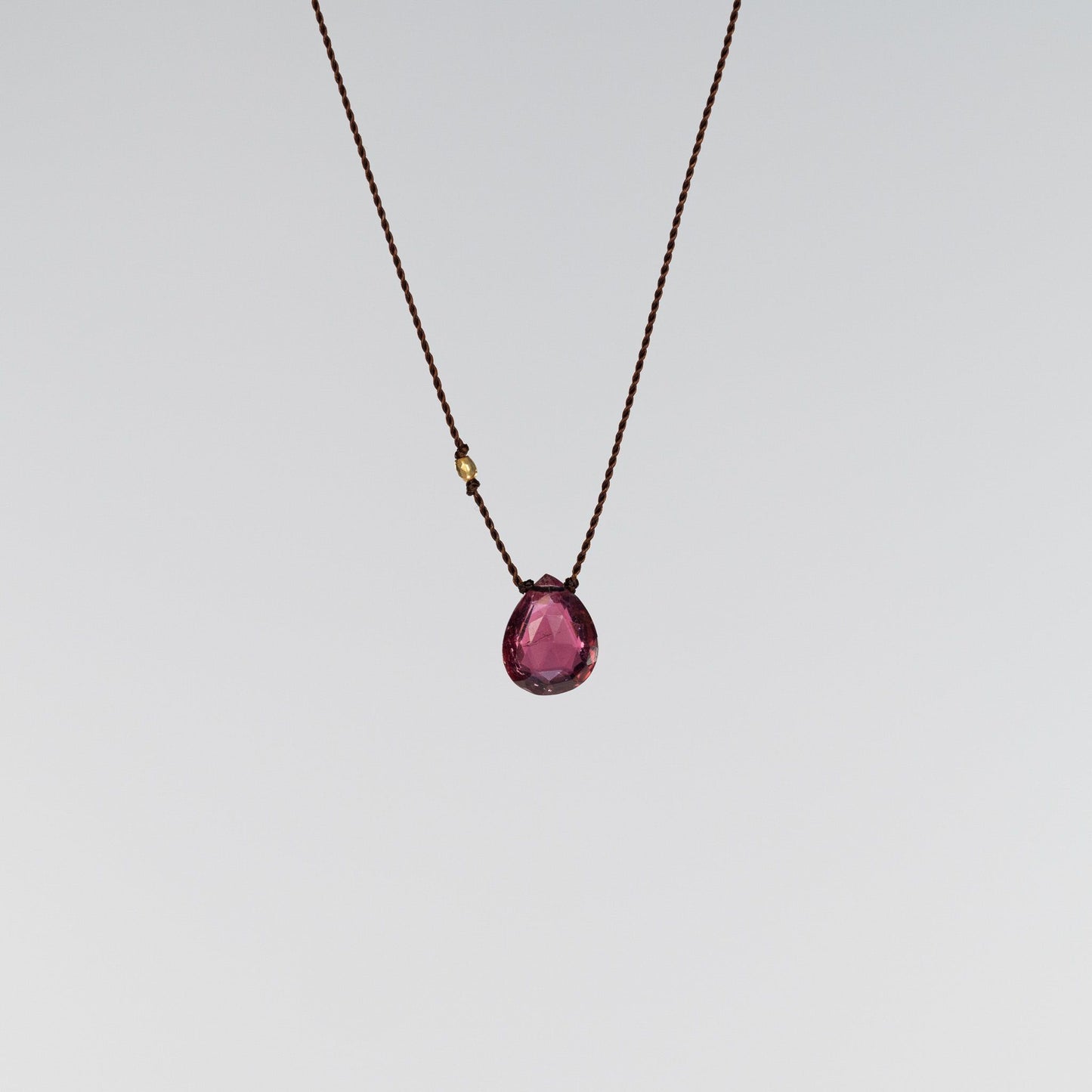 Cranberry Tourmaline + 18K Bead Necklace