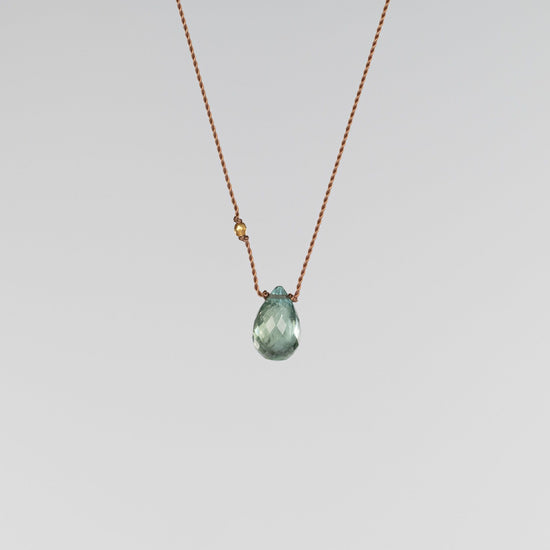 Load image into Gallery viewer, Misty Green Tourmaline + 18K Bead Necklace
