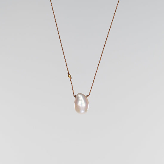 White Freshwater Pearl + 18K Bead Necklace
