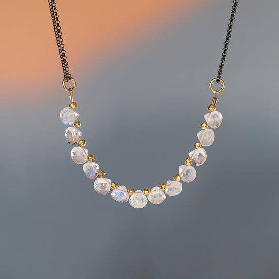 Load image into Gallery viewer, Moonstone Mixed Metal Necklace
