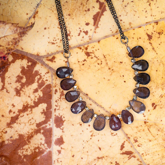 Brown Moonstone Mixed Metal Necklace