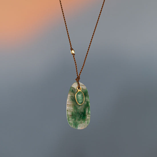 18K Yellow Gold Large Rectangular Emerald + Emerald Necklace