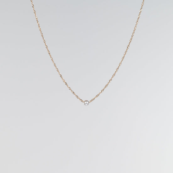 14K Yellow Gold Twist Chain with Pearl