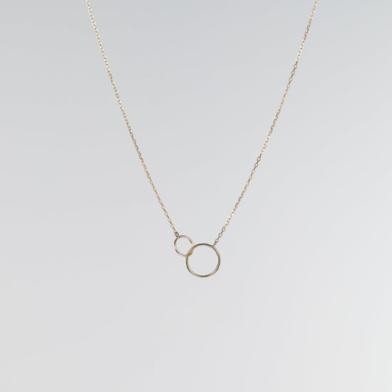 Cubic Zirconia Double Circle Necklace in 9ct Yellow Gold