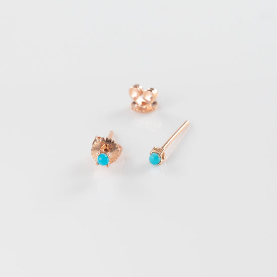 14k Rose Gold Turquoise Studs